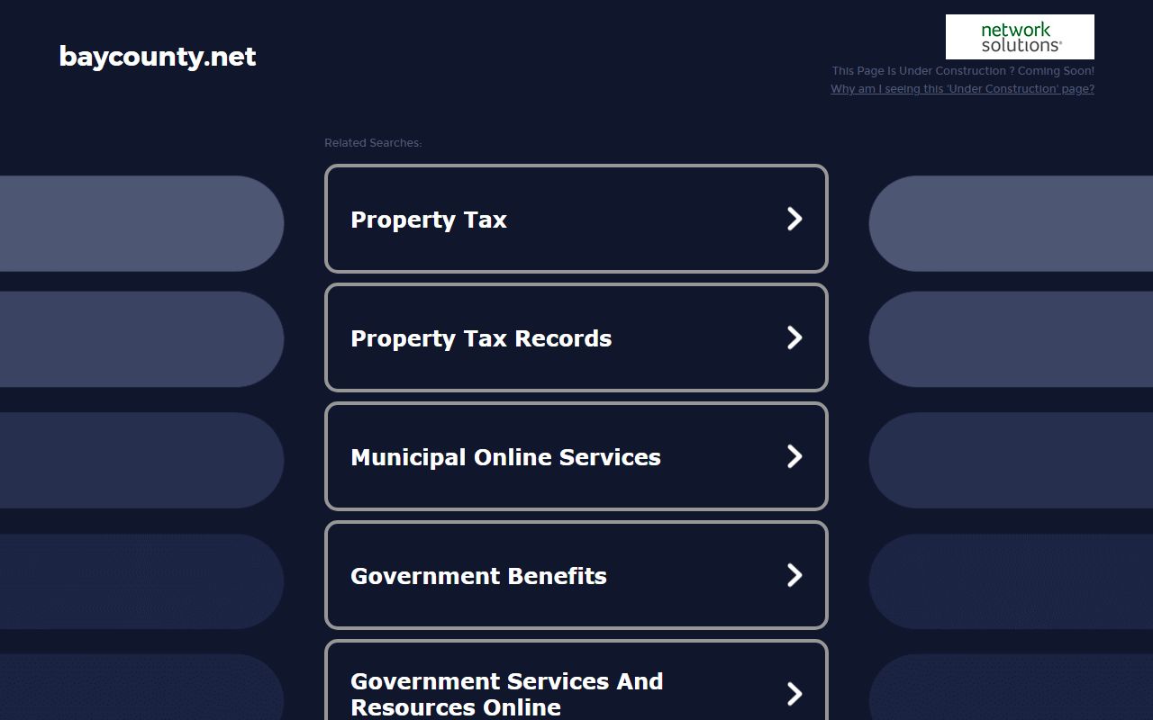 Bay County government website with links to 24 hour booking resources