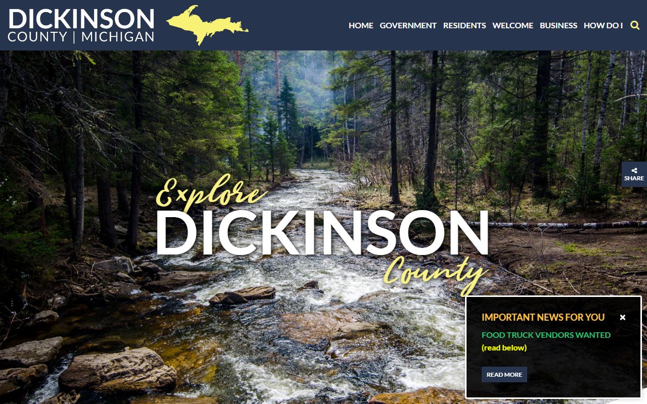 Dickinson County government website for 24 hour booking and sheriff contact