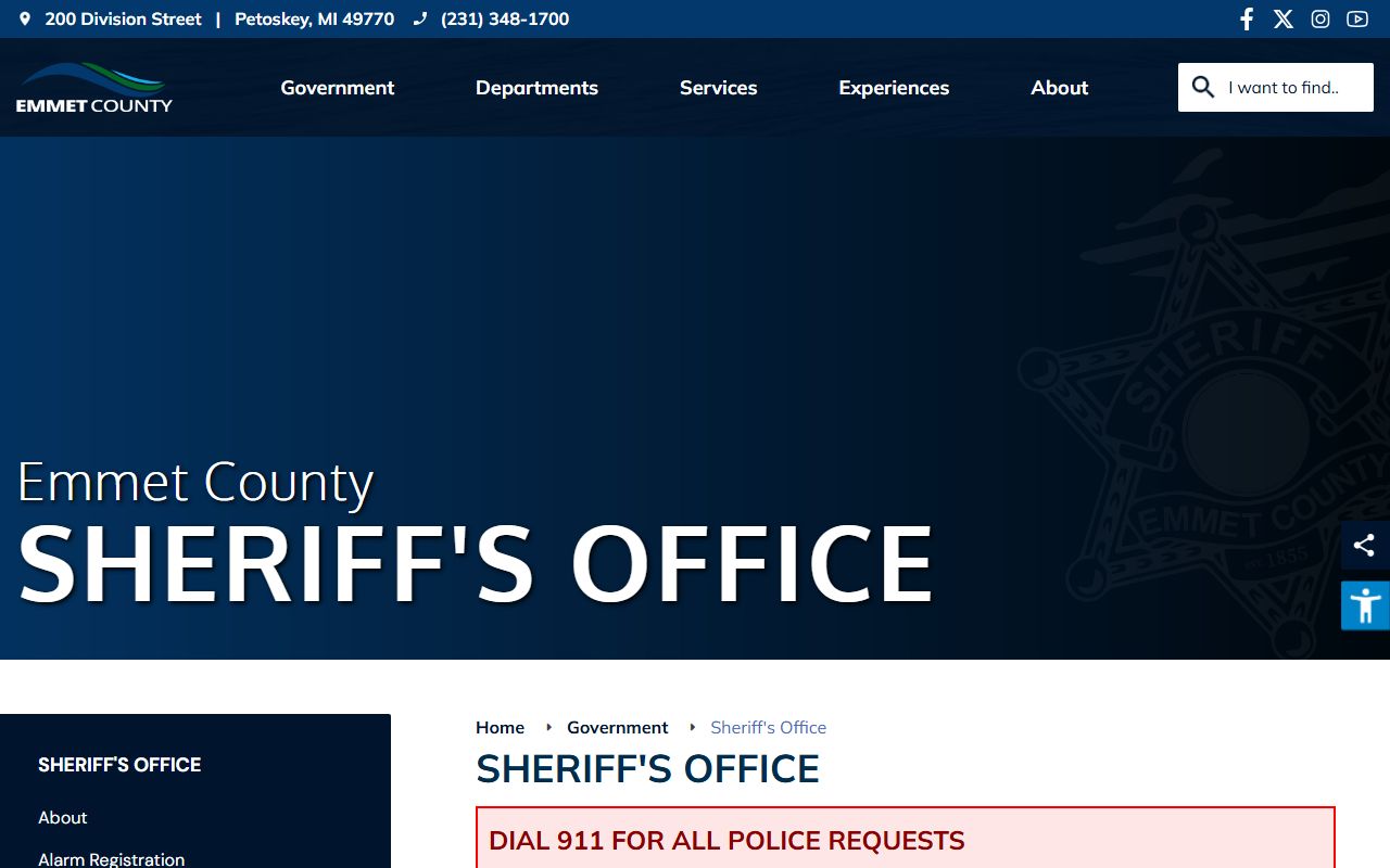 Emmet County Sheriff's Office website for 24 hour booking searches