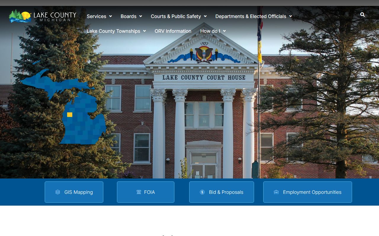 Lake County Michigan government website for 24 hour booking information