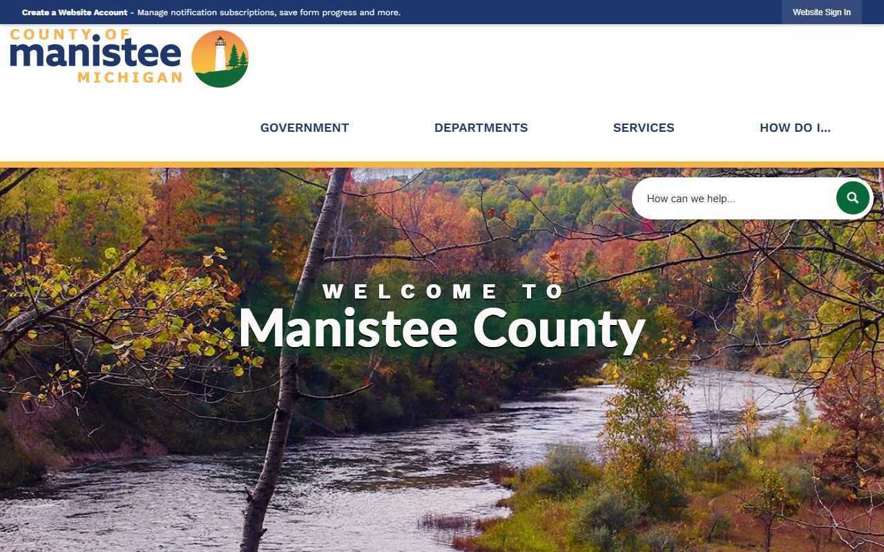 Manistee County government website for 24 hour booking resources